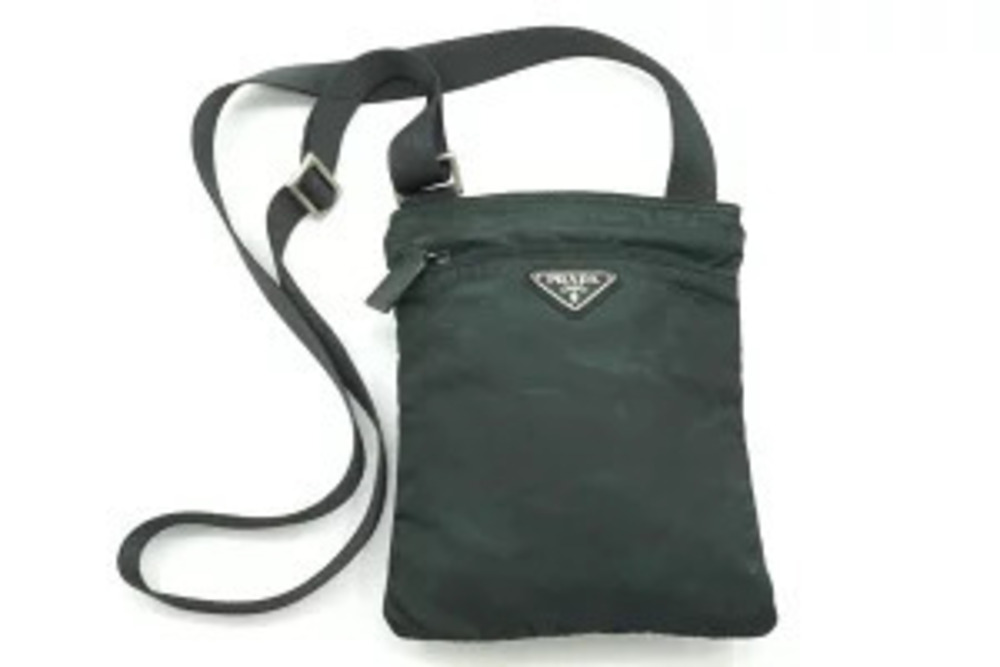 Prada Sacoche Triangle Plate Tessuto Shoulder Bag Green